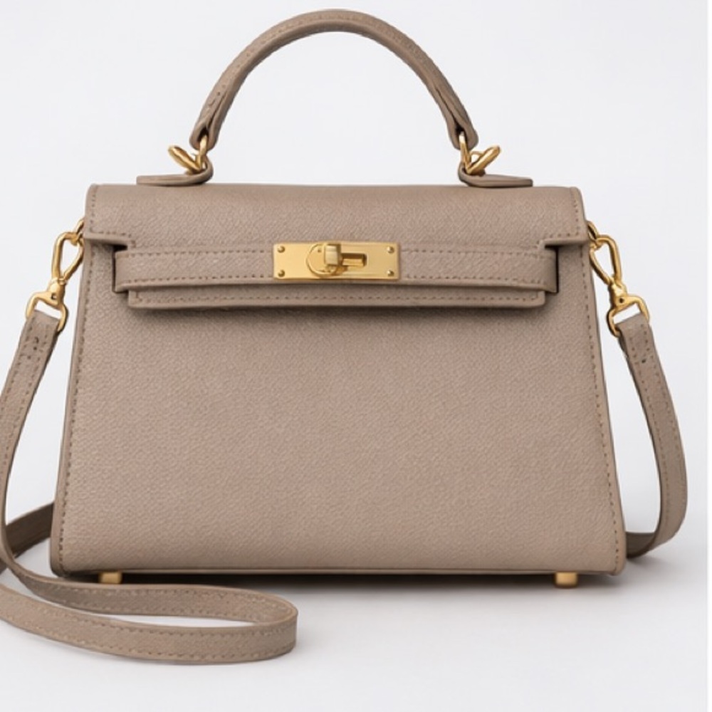 TU-LX Grace Kelly Vegan Leather Handbag Small, Brown, Brand new - Picture 5 of 5